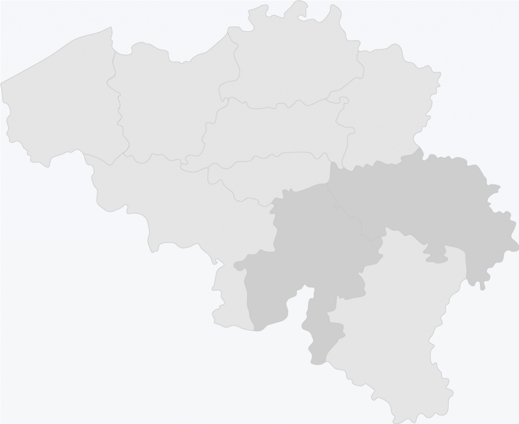 Kaart van België met Namen en Luik geselecteerd